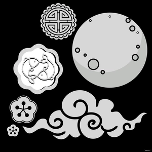 Black And White Mid-Autumn Festival Clipart