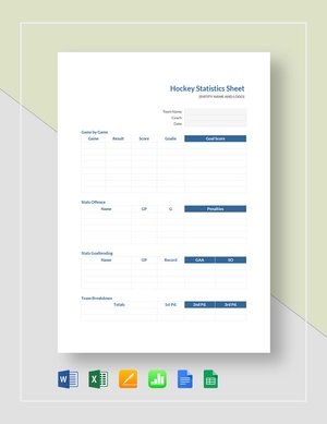 Hockey Statistics Sheet Template Hockey Statistics Sheet Template