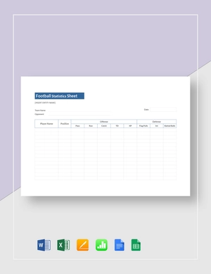 Football Statistics Sheet Template Football Statistics Sheet Template