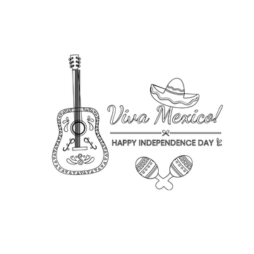 Free Black And White Mexican Independence Day Drawing Template to Edit Online