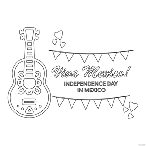 Mexican Independence Day Outline Drawing