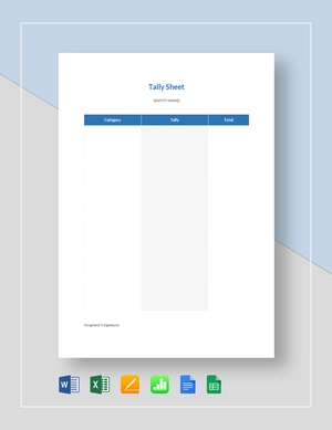Tally Sheet Template Tally Sheet Template