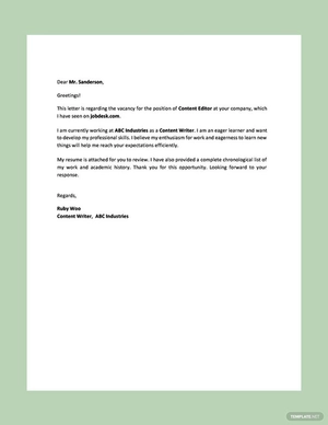 Chronological Resume Cover Letter