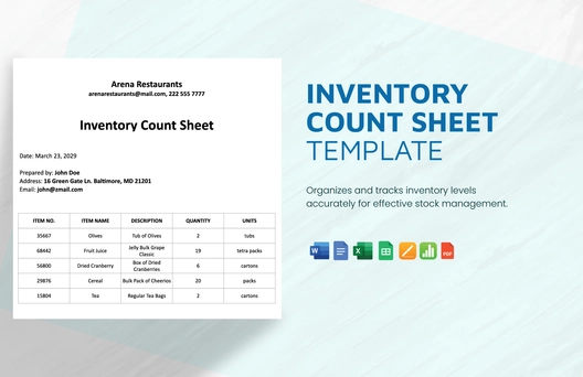 Inventory Count Sheet Template