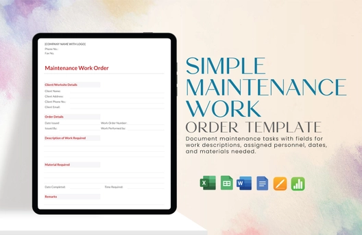 Simple Maintenance Work Order Template