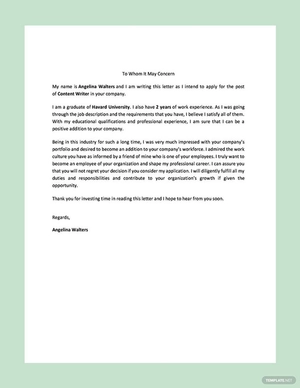 Flat-Resume Cover Letter