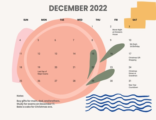 Colorful December 2022 Calendar
