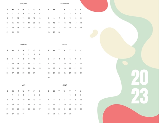 Blank Year 2023 Calendar Template