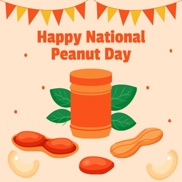 Free Happy National Peanut Day Clipart Template to Edit Online