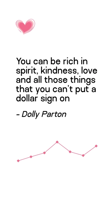 Free Rich in Spirit, Kindness, Love: Dolly Parton Quote Template to Edit Online