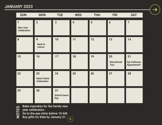 January 2023 Calendar Template