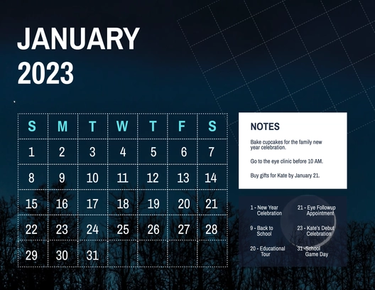 January 2023 Photo Calendar Template