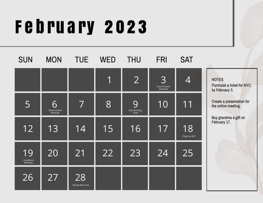 February 2023 Calendar Template