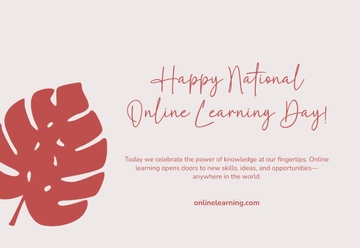 Free National Online Learning Day Greeting Card Background Template to Edit Online