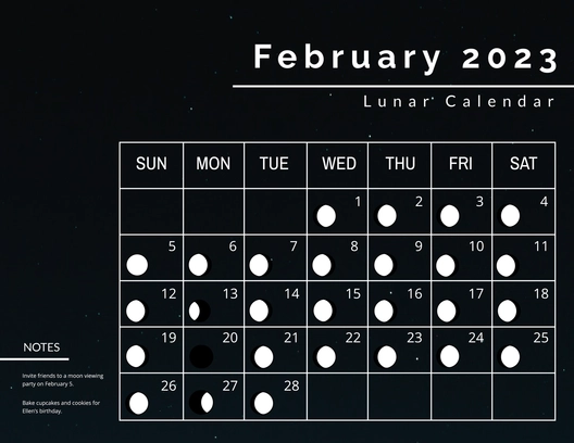 Lunar Calendar February 2023