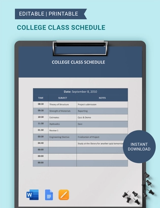 College Class Schedule Template College Class Schedule Template