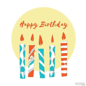 Watercolor Happy Birthday Candle Clipart