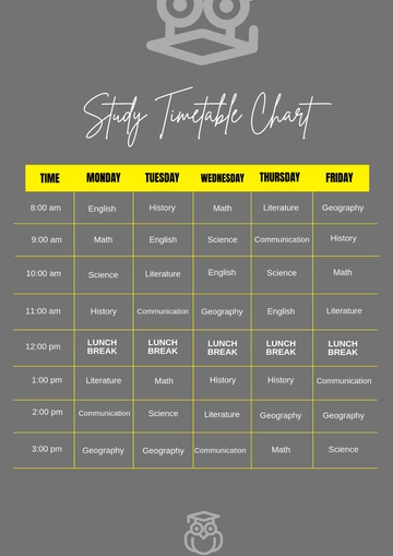 Free Personalized Timetable Chart Template to Edit Online