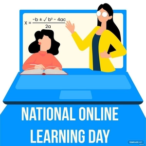 National Online Learning Day Drawing Vector