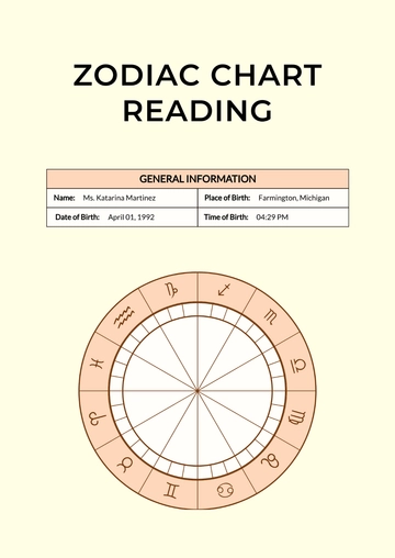 Free Zodiac Chart Reading Template to Edit Online