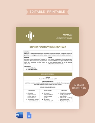 Brand Positioning Strategy Template