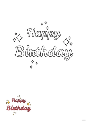 Happy Birthday Glitter Text Coloring Page