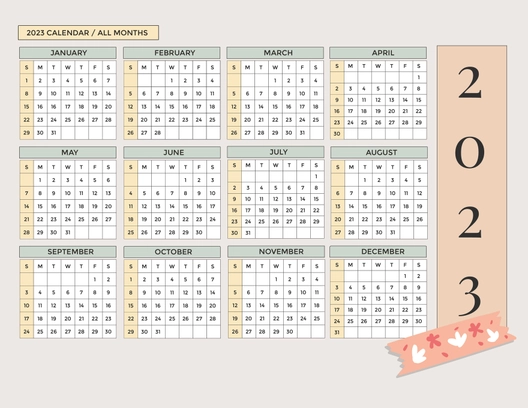 Cute 2023 Calendar Template