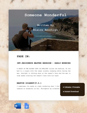 Screenplay Storyboard Template