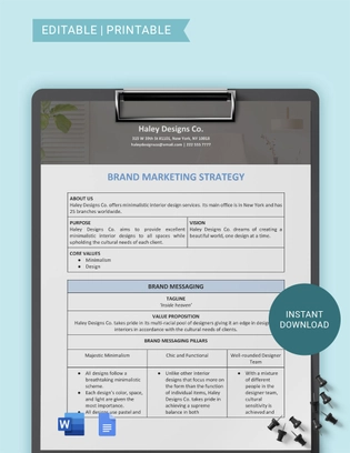 Brand Marketing Strategy Template