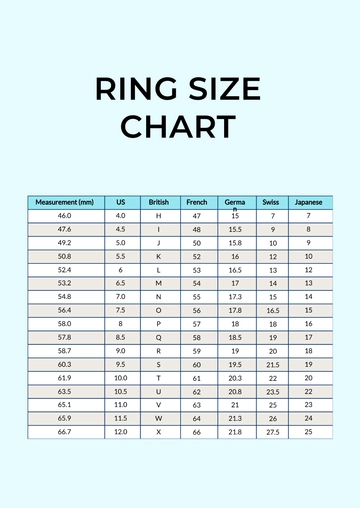 Free Ring Size Chart Template to Edit Online