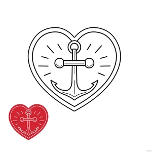 Anchor Heart Coloring Page