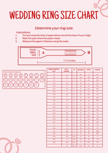 Free Wedding Ring Size Chart Template to Edit Online