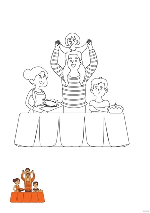 Thanksgiving Family Coloring Page