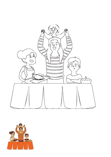 Free Thanksgiving Family Coloring Page Template to Edit Online