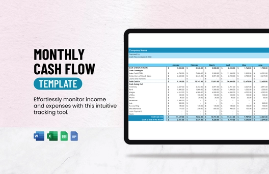 Monthly Cash Flow Template