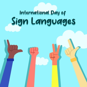 Free Happy International Day of Sign Languages Clipart Template to Edit Online