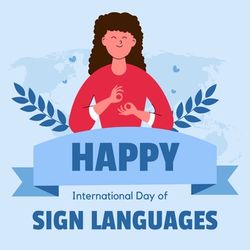 Free Happy International Day of Sign Languages Clipart Template to Edit Online
