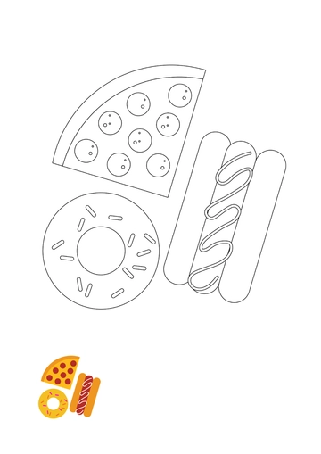 Free Junk Foods Coloring Page Template to Edit Online