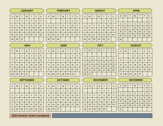 Simple Year 2023 Calendar Template