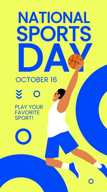 Free National Sports Day Whatsapp Post Template to Edit Online