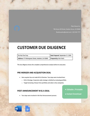 Customer Due Diligence