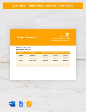 Budget Comparison Template