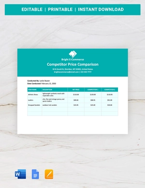 Competitor Price Comparison
