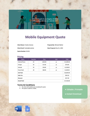 Mobile Shop Quotation Template