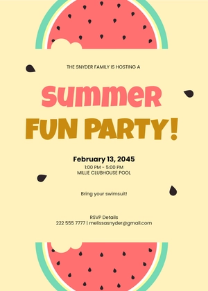 Watermelon Luau Party Invitation
