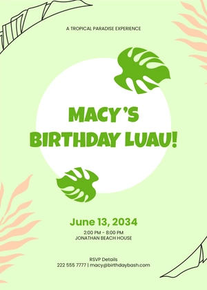 Tropical Luau Invitation