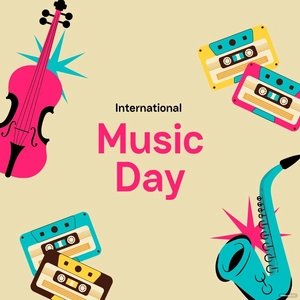 International Music Day Greeting Card Vector