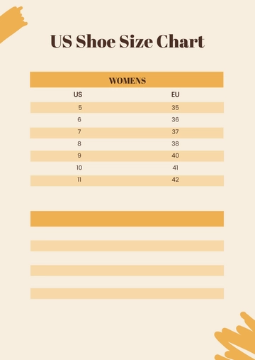 Free Us Shoe Size Chart Template to Edit Online