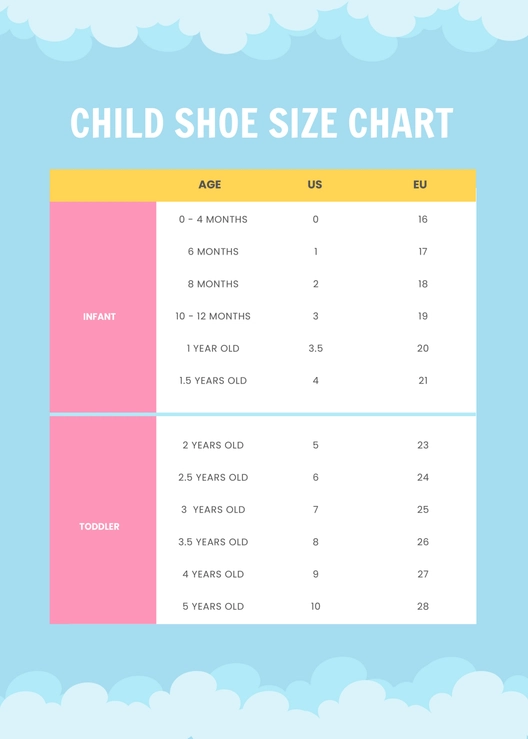 Child Shoe Size Chart