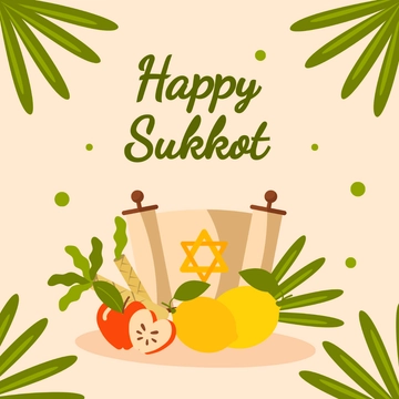 Free Happy Sukkot Illustration Template to Edit Online